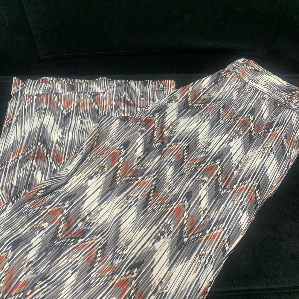 Wide Leg Printed Pants in Navy, White & Rust - Picture 1 of 3